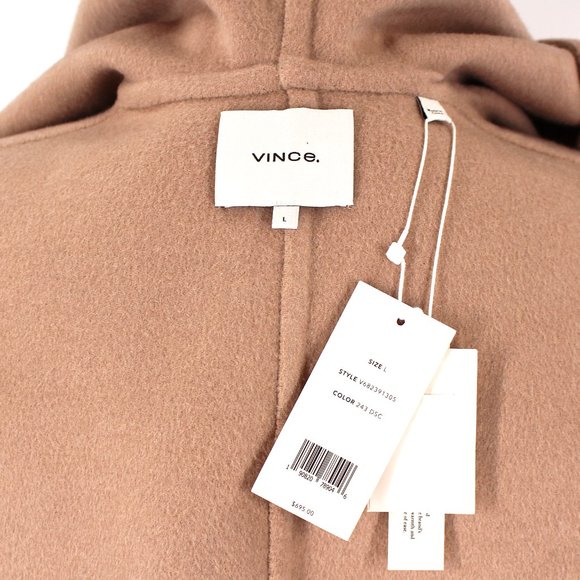 Vince Wool Blend Desert Clay Hooded Belted Overcoat Jacket NWT Size L - Picture 8 of 9